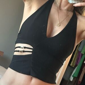 Zara Black Halter Top with Cutout Detail